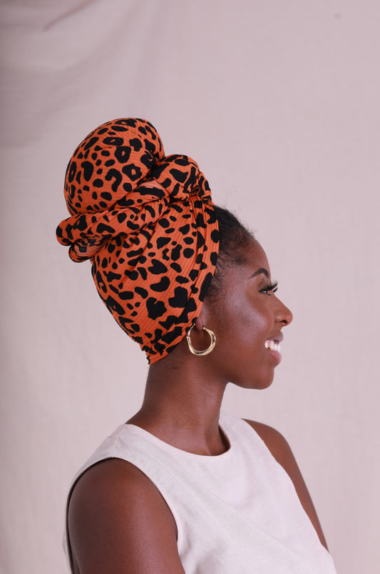 Tangerine Leopard Headwrap