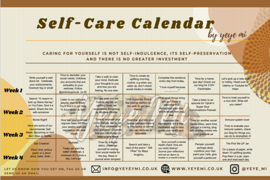 Self-Care Calendar FREE e-calendar